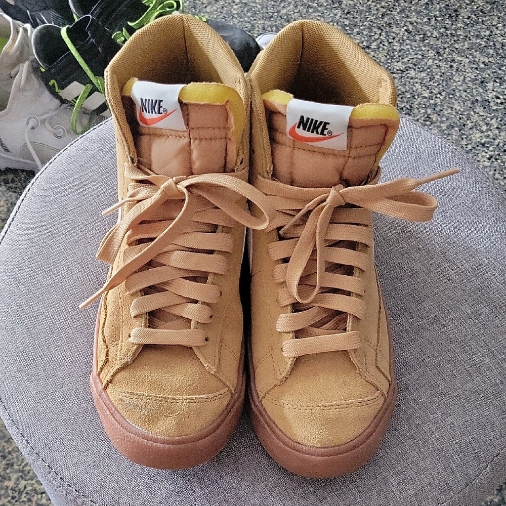 Nike Tan and Yellow High-Top Sneakers